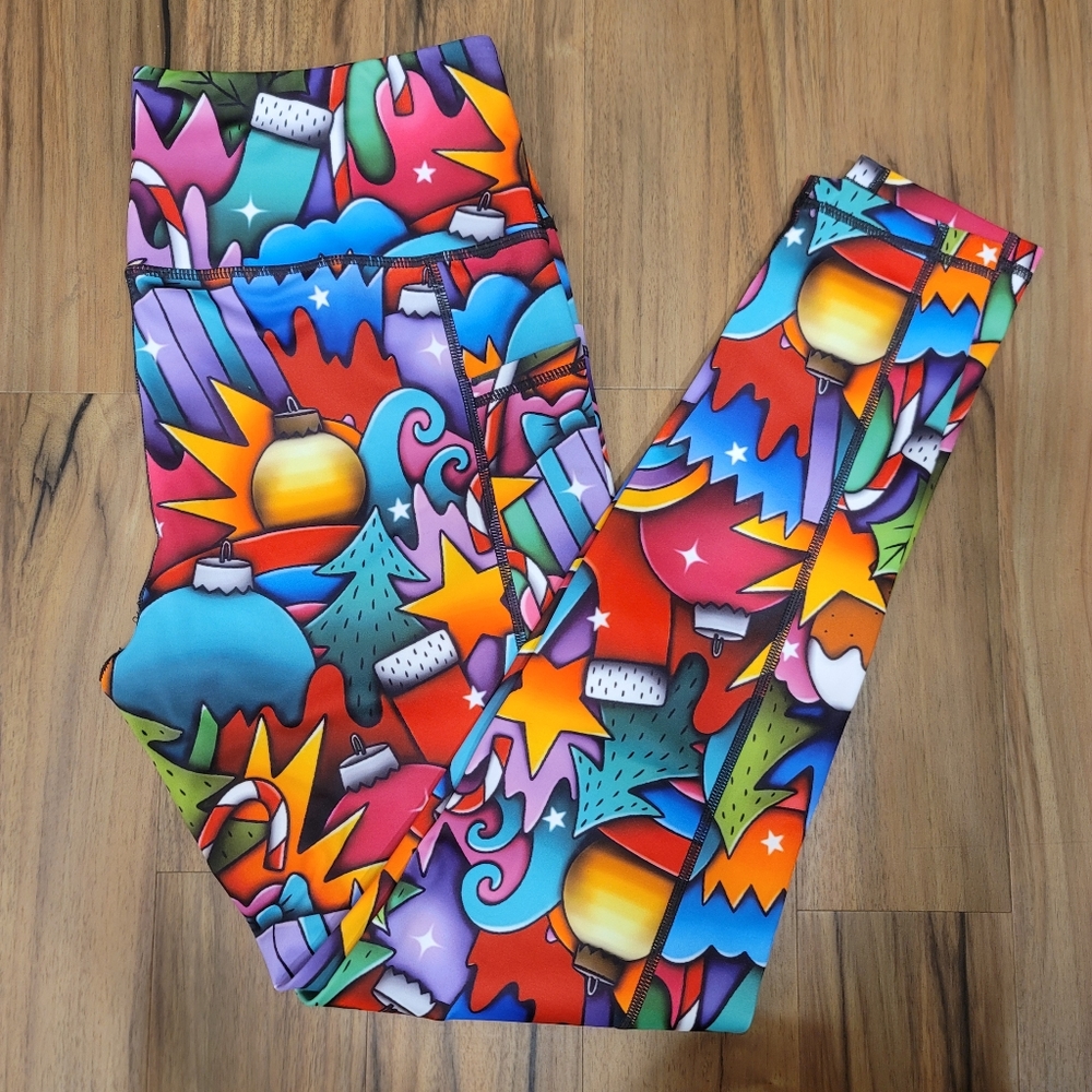 Constantly Varied Gear Christmas Smash Full Length Leggings Medium CVG EUC